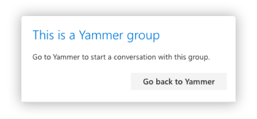 Yammer Group Popup Box