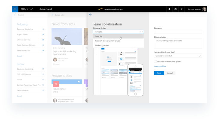 SharePoint Team site new template
